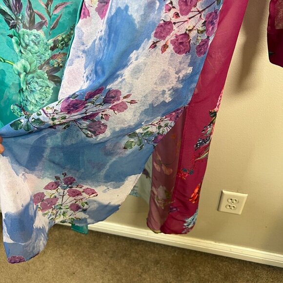 Soft Surroundings CalaFlores Tunic Shirt Size Medium Sheer Long Line Art to Wear - Picture 9 of 11